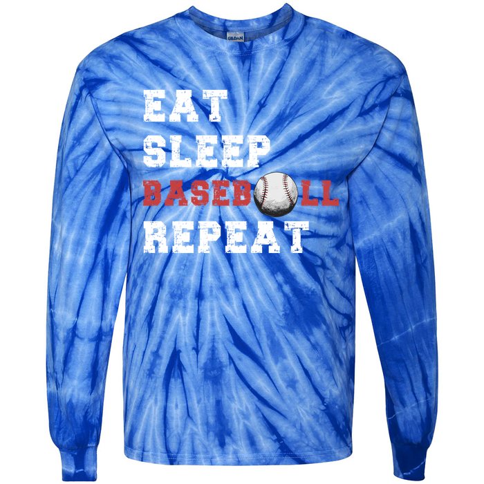 Eat Sleep Baseball Repeat Meaningful Gift Tie-Dye Long Sleeve Shirt