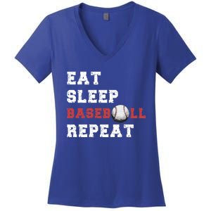 Eat Sleep Baseball Repeat Meaningful Gift Women's V-Neck T-Shirt