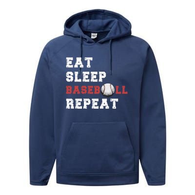 Eat Sleep Baseball Repeat Meaningful Gift Performance Fleece Hoodie