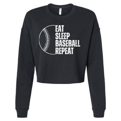 Eat Sleep Baseball Repeat Gift For Baseball Players Boy Cropped Pullover Crew