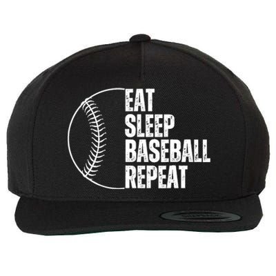 Eat Sleep Baseball Repeat Gift For Baseball Players Boy Wool Snapback Cap