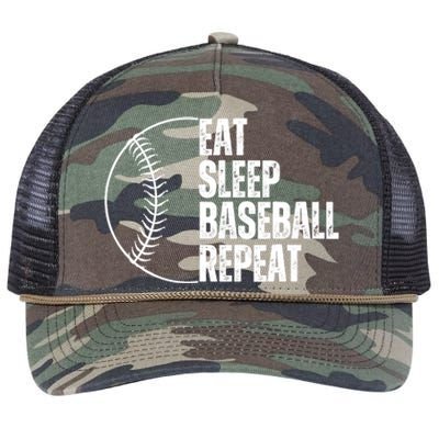 Eat Sleep Baseball Repeat Gift For Baseball Players Boy Retro Rope Trucker Hat Cap