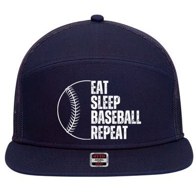 Eat Sleep Baseball Repeat Gift For Baseball Players Boy 7 Panel Mesh Trucker Snapback Hat