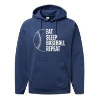 Eat Sleep Baseball Repeat Gift For Baseball Players Boy Performance Fleece Hoodie