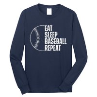 Eat Sleep Baseball Repeat Gift For Baseball Players Boy Long Sleeve Shirt