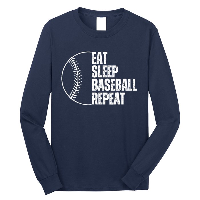 Eat Sleep Baseball Repeat Gift For Baseball Players Boy Long Sleeve Shirt