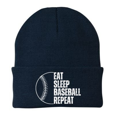 Eat Sleep Baseball Repeat Gift For Baseball Players Boy Knit Cap Winter Beanie