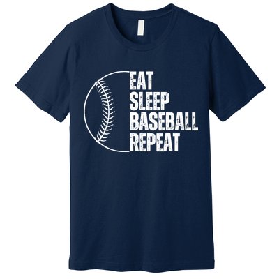 Eat Sleep Baseball Repeat Gift For Baseball Players Boy Premium T-Shirt
