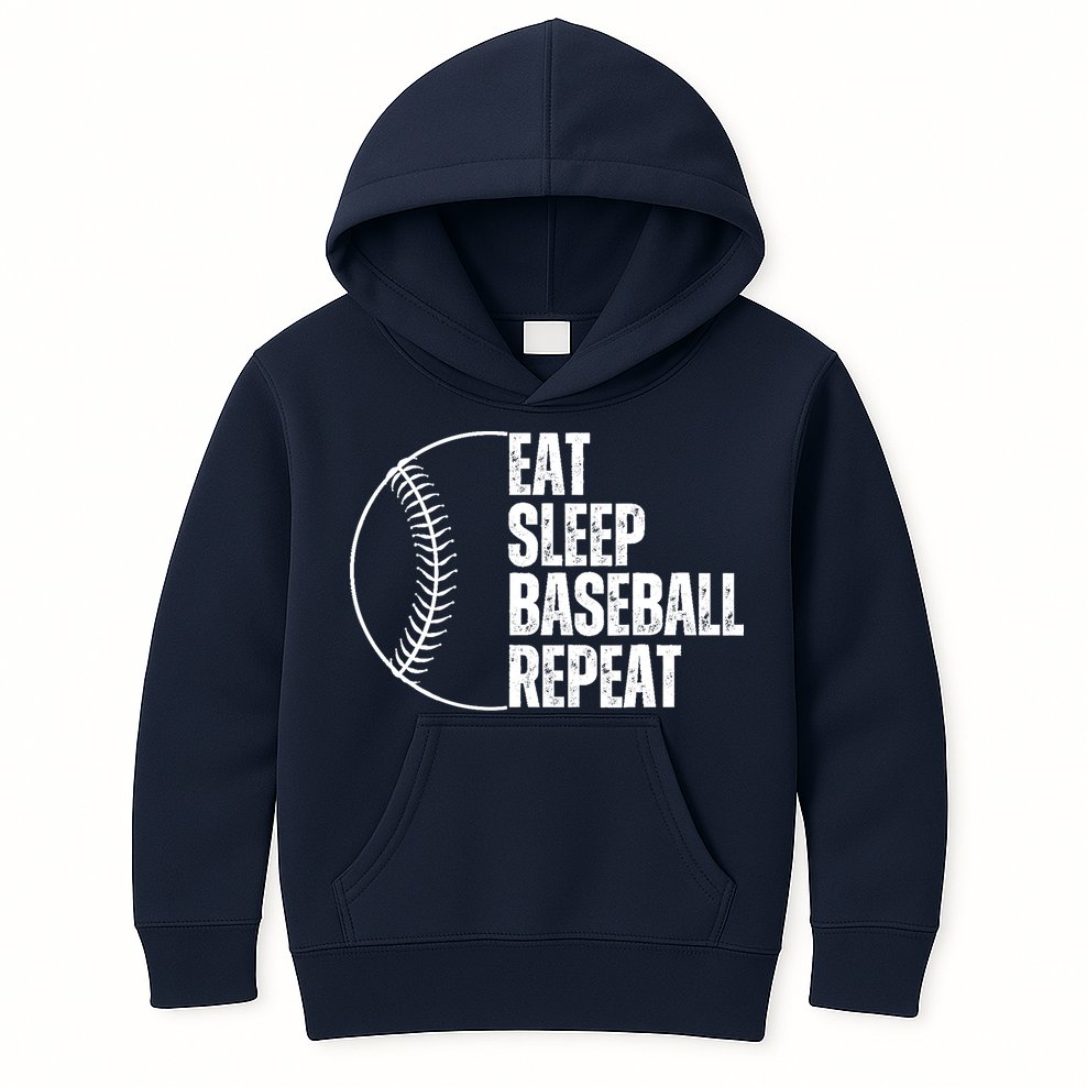 Eat Sleep Baseball Repeat Gift For Baseball Players Boy Kids Hoodie