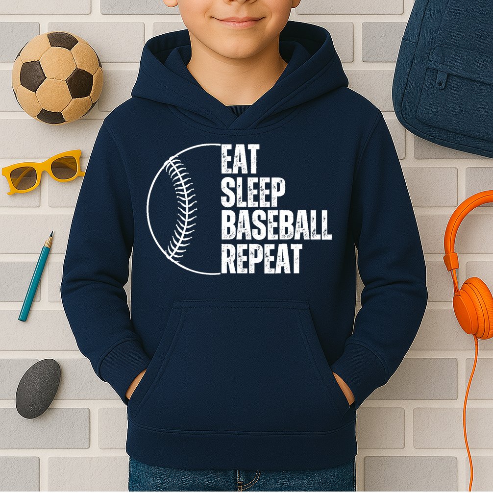 Eat Sleep Baseball Repeat Gift For Baseball Players Boy Kids Hoodie