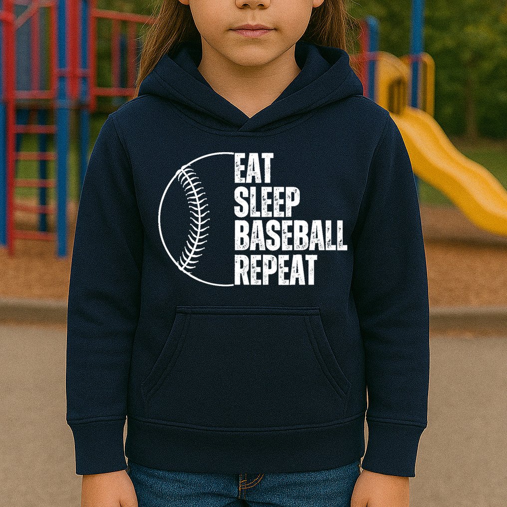 Eat Sleep Baseball Repeat Gift For Baseball Players Boy Kids Hoodie