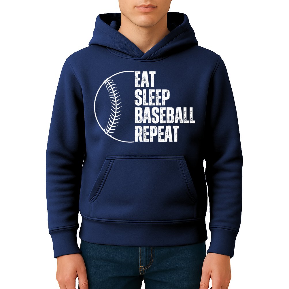 Eat Sleep Baseball Repeat Gift For Baseball Players Boy Kids Hoodie