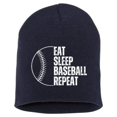 Eat Sleep Baseball Repeat Gift For Baseball Players Boy Short Acrylic Beanie