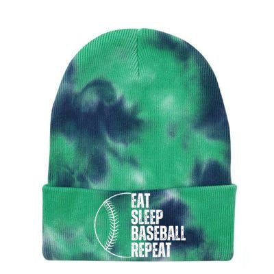 Eat Sleep Baseball Repeat Gift For Baseball Players Boy Tie Dye 12in Knit Beanie