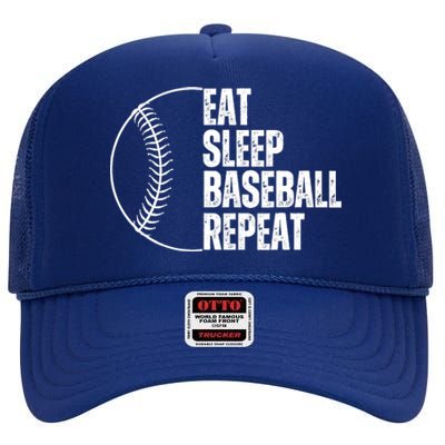 Eat Sleep Baseball Repeat Gift For Baseball Players Boy High Crown Mesh Back Trucker Hat