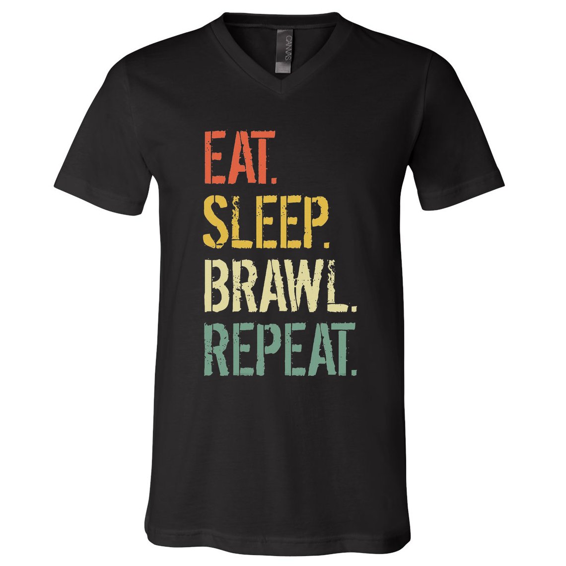 Eat Sleep Brawl Repeat Stars Funny Video Gamer Gaming V-Neck T-Shirt