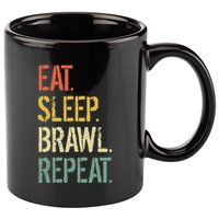 Eat Sleep Brawl Repeat Stars Funny Video Gamer Gaming 11oz C Handle Ceramic Mug