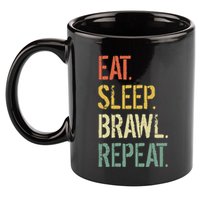 Eat Sleep Brawl Repeat Stars Funny Video Gamer Gaming 11oz C Handle Ceramic Mug