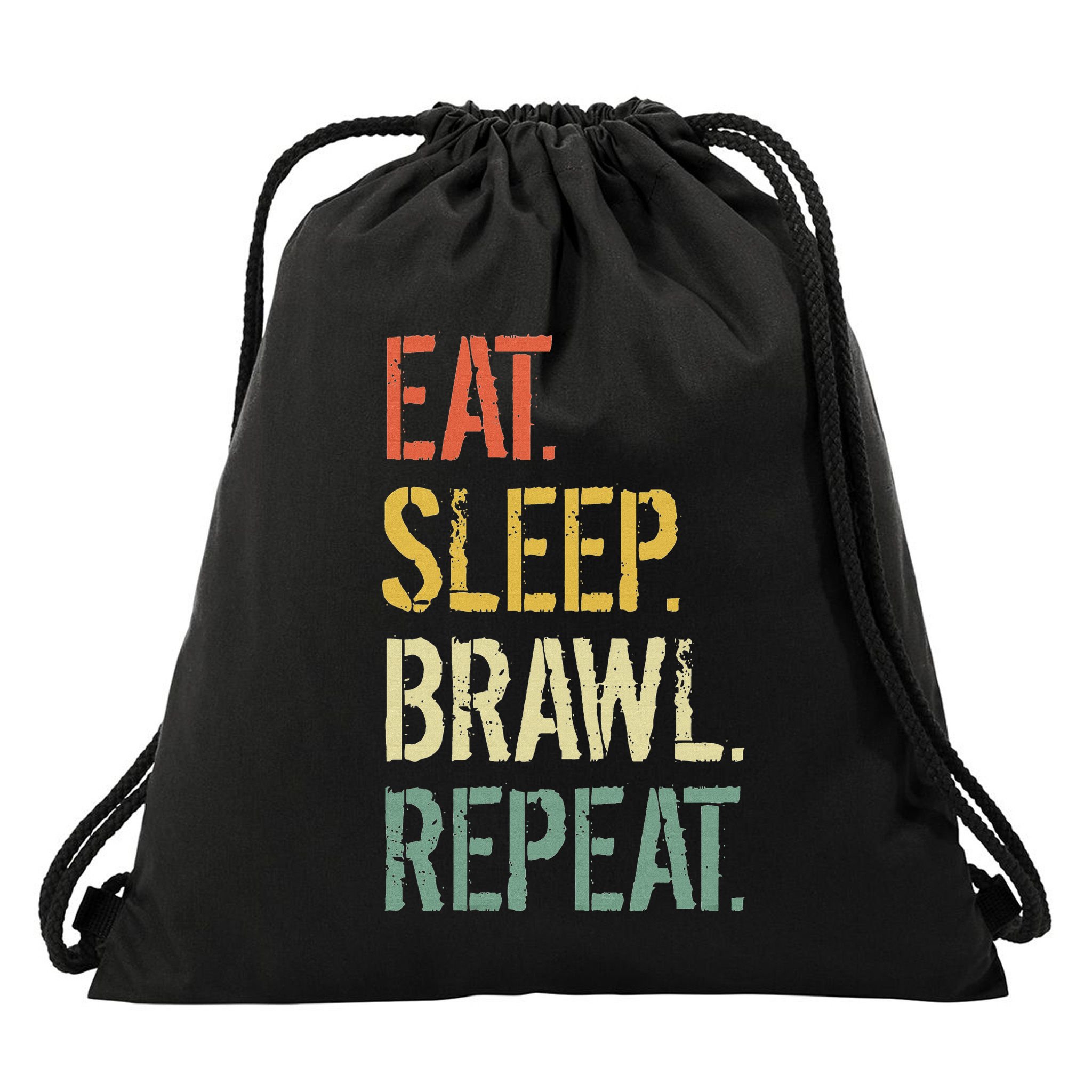 Eat Sleep Brawl Repeat Stars Funny Video Gamer Gaming Drawstring Bag
