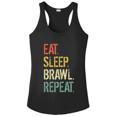 Eat Sleep Brawl Repeat Stars Funny Video Gamer Gaming Ladies PosiCharge Competitor Racerback Tank