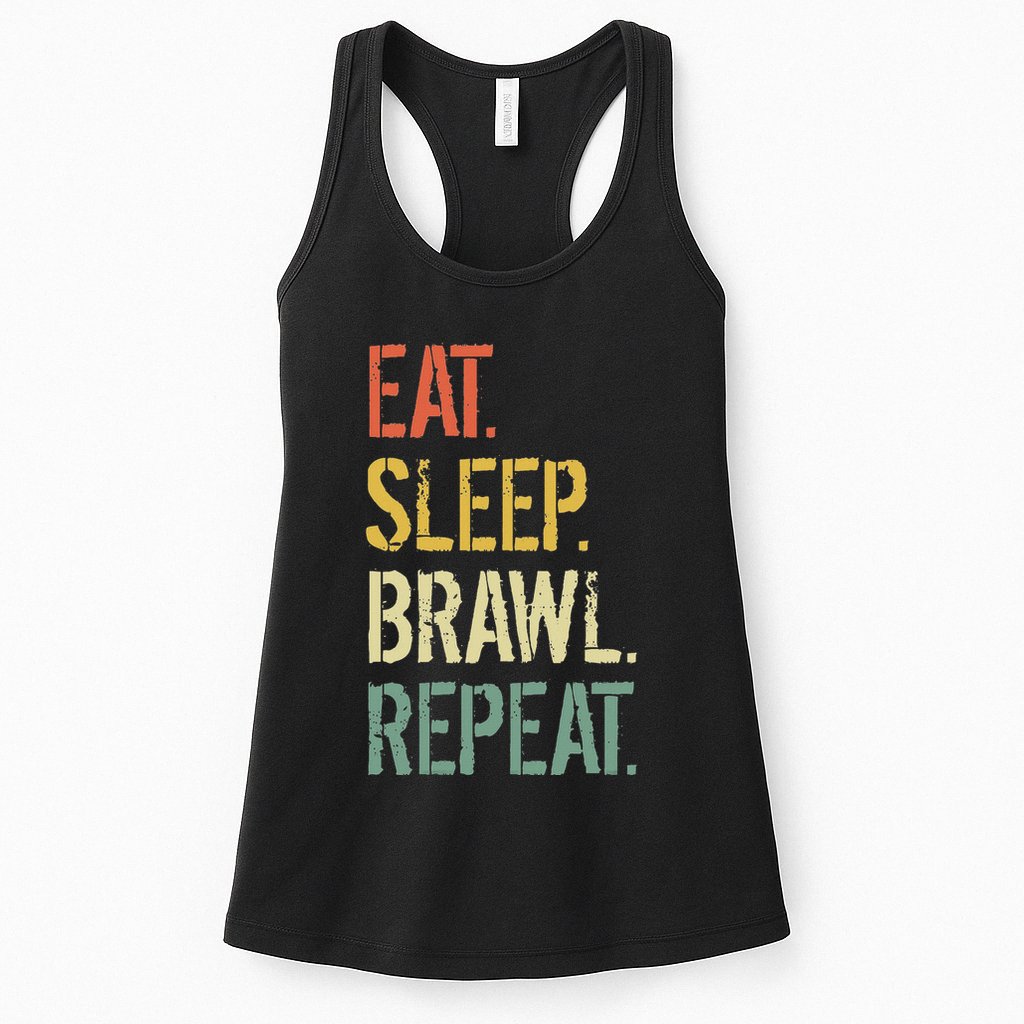 Eat Sleep Brawl Repeat Stars Funny Video Gamer Gaming Womens Tank Top