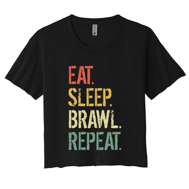 Eat Sleep Brawl Repeat Stars Funny Video Gamer Gaming Crop Top