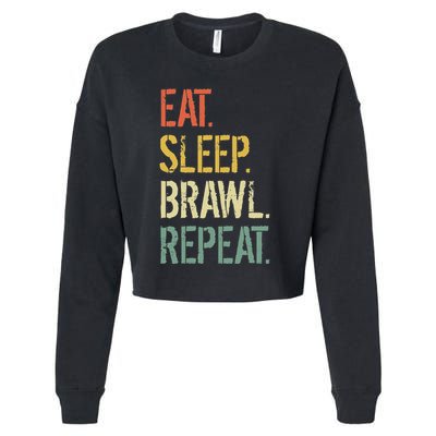 Eat Sleep Brawl Repeat Stars Funny Video Gamer Gaming Cropped Pullover Crew