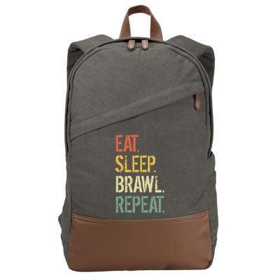 Eat Sleep Brawl Repeat Stars Funny Video Gamer Gaming Cotton Canvas Backpack