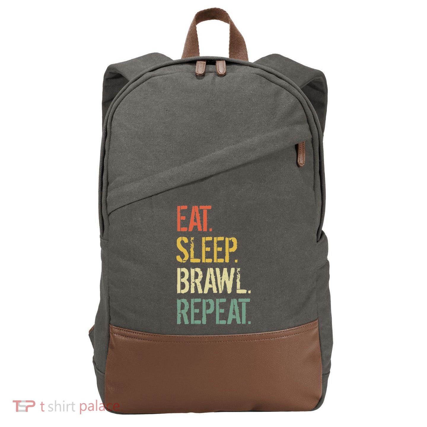 Eat Sleep Brawl Repeat Stars Funny Video Gamer Gaming Cotton Canvas Backpack