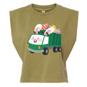 Easter Sunday Bunny Egg Hunting Rabbit Garbage Dump Truck Cute Gift Garment-Dyed Women's Muscle Tee