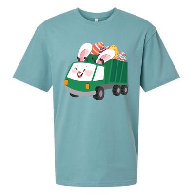 Easter Sunday Bunny Egg Hunting Rabbit Garbage Dump Truck Cute Gift Sueded Cloud Jersey T-Shirt