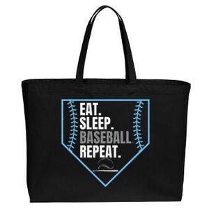 Eat Sleep Baseball Repeat Funny Baseball Player Cotton Canvas Jumbo Tote