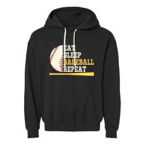 Eat Sleep Baseball Repeat Funny Baseball Player Sport Garment-Dyed Fleece Hoodie