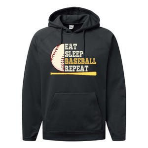 Eat Sleep Baseball Repeat Funny Baseball Player Sport Performance Fleece Hoodie