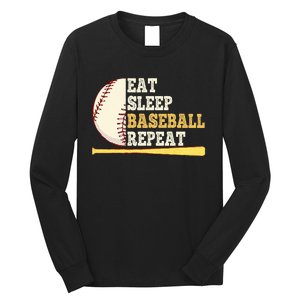 Eat Sleep Baseball Repeat Funny Baseball Player Sport Long Sleeve Shirt