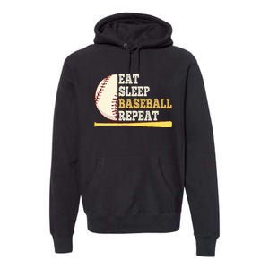 Eat Sleep Baseball Repeat Funny Baseball Player Sport Premium Hoodie