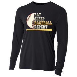 Eat Sleep Baseball Repeat Funny Baseball Player Sport Cooling Performance Long Sleeve Crew