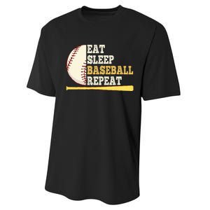 Eat Sleep Baseball Repeat Funny Baseball Player Sport Performance Sprint T-Shirt