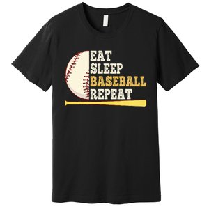 Eat Sleep Baseball Repeat Funny Baseball Player Sport Premium T-Shirt