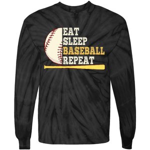 Eat Sleep Baseball Repeat Funny Baseball Player Sport Tie-Dye Long Sleeve Shirt