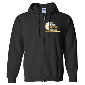 Eat Sleep Baseball Repeat Funny Baseball Player Sport Full Zip Hoodie