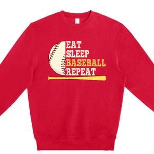 Eat Sleep Baseball Repeat Funny Baseball Player Sport Premium Crewneck Sweatshirt