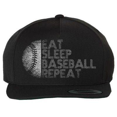 Eat Sleep Baseball Repeat Baseball Player Funny Baseball Wool Snapback Cap