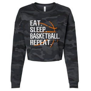 Eat Sleep Basketball Repeat Funny Gift For Basketball Lover Gift Cropped Pullover Crew