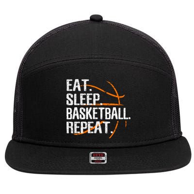 Eat Sleep Basketball Repeat Funny Gift For Basketball Lover Gift 7 Panel Mesh Trucker Snapback Hat