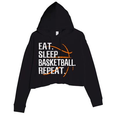 Eat Sleep Basketball Repeat Funny Gift For Basketball Lover Gift Crop Fleece Hoodie