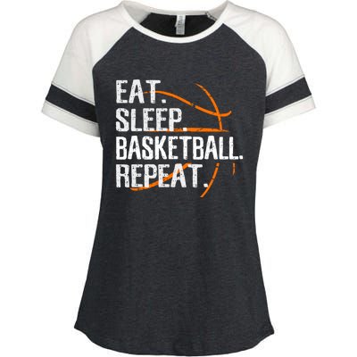 Eat Sleep Basketball Repeat Funny Gift For Basketball Lover Gift Enza Ladies Jersey Colorblock Tee