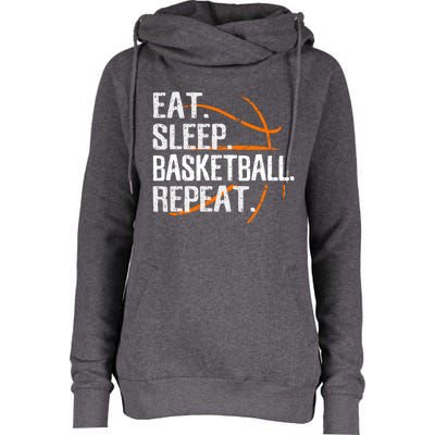 Eat Sleep Basketball Repeat Funny Gift For Basketball Lover Gift Womens Funnel Neck Pullover Hood