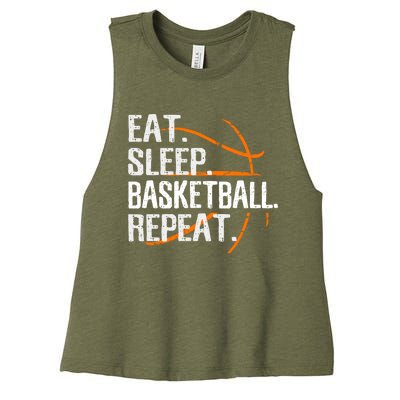 Eat Sleep Basketball Repeat Funny Gift For Basketball Lover Gift Women's Racerback Cropped Tank