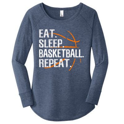 Eat Sleep Basketball Repeat Funny Gift For Basketball Lover Gift Women's Perfect Tri Tunic Long Sleeve Shirt